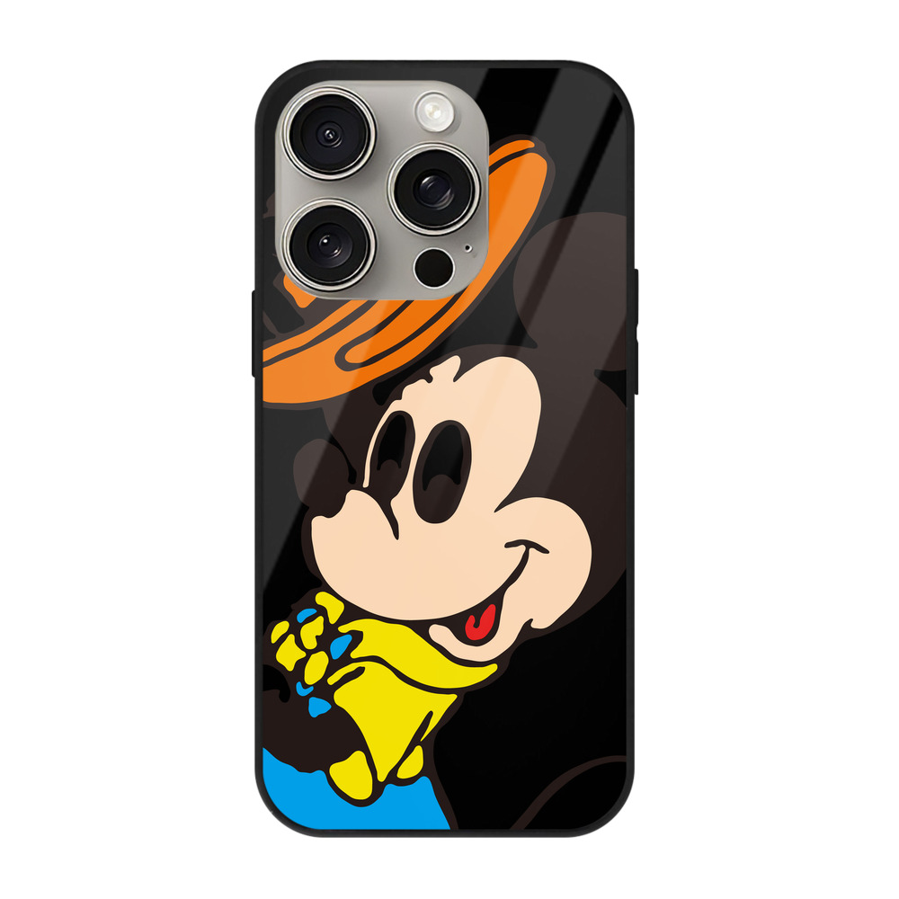 （画像用） ミッキーマウス Mickey Mouse 【iPhone15Pro対応】スマホケース 耐衝撃＆黄変防止 背面ガラス