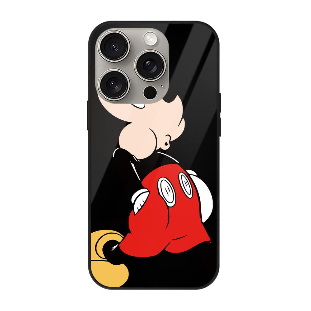 （画像用） ミッキーマウス Mickey Mouse 【iPhone15Pro対応】スマホケース 耐衝撃＆黄変防止 背面ガラス