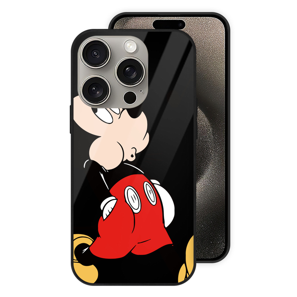 （画像用） ミッキーマウス Mickey Mouse 【iPhone15Pro対応】スマホケース 耐衝撃＆黄変防止 背面ガラス