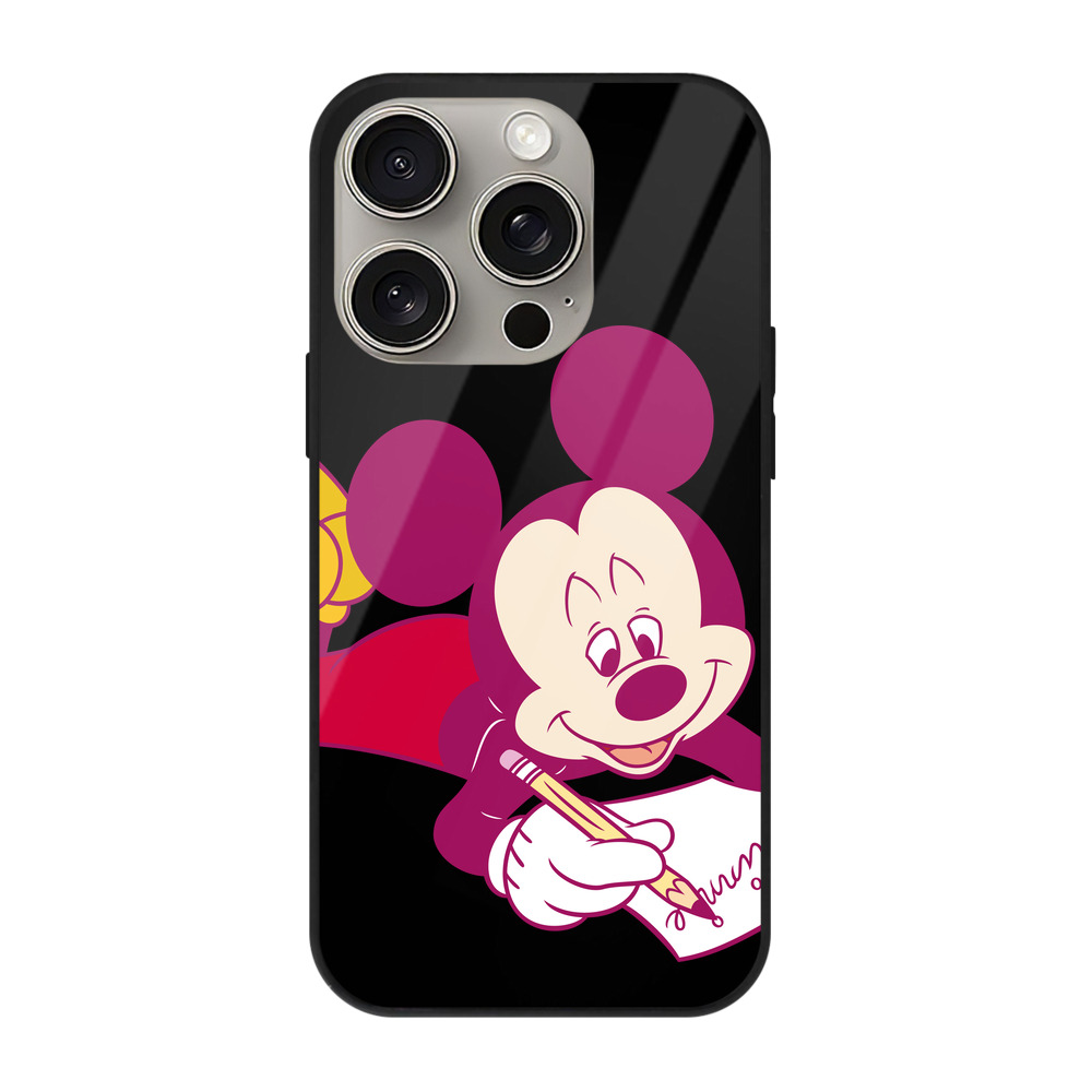 （画像用） ミッキーマウス Mickey Mouse 【iPhone15Pro対応】スマホケース 耐衝撃＆黄変防止 背面ガラス