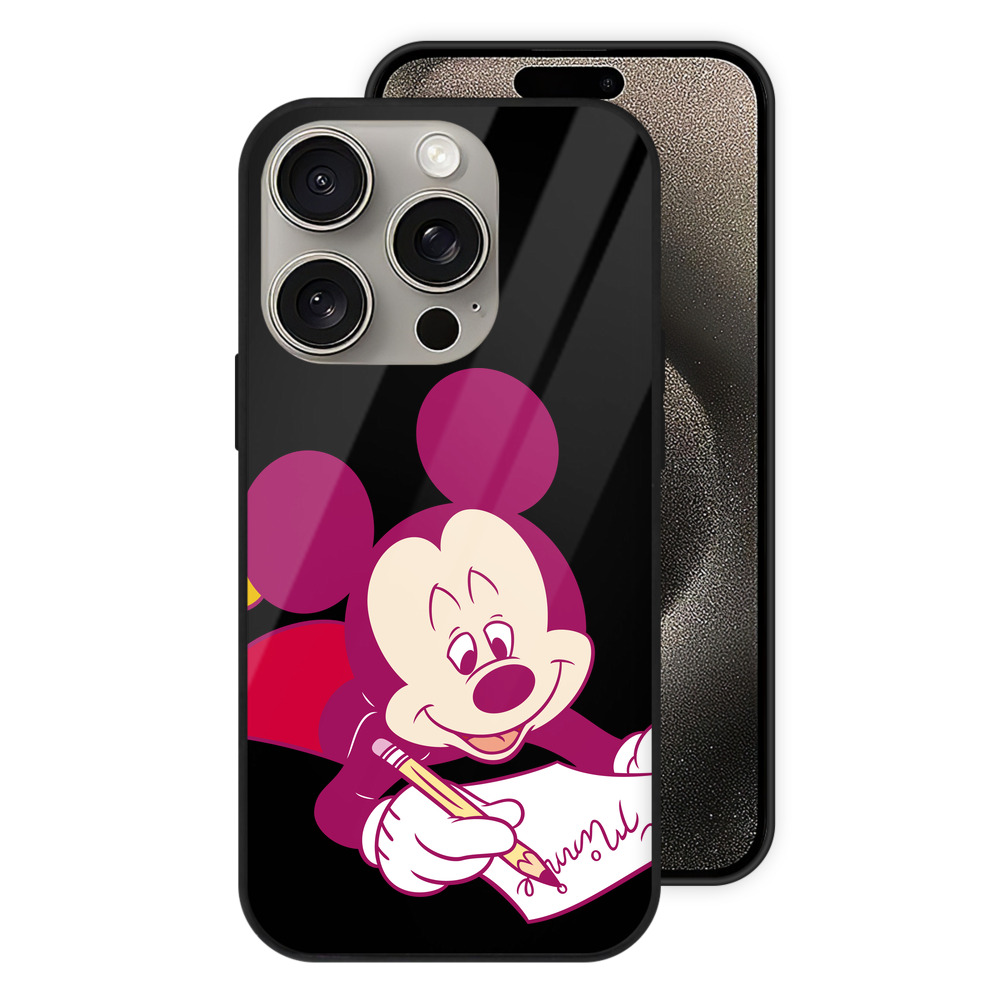 （画像用） ミッキーマウス Mickey Mouse 【iPhone15Pro対応】スマホケース 耐衝撃＆黄変防止 背面ガラス