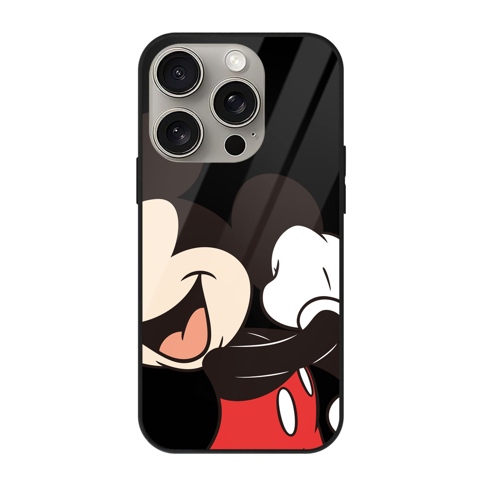 （画像用） ミッキーマウス Mickey Mouse 【iPhone15Pro対応】スマホケース 耐衝撃＆黄変防止 背面ガラス