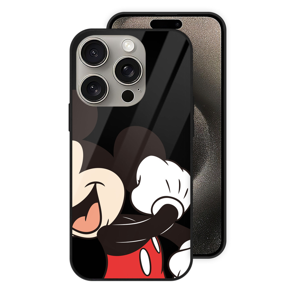 （画像用） ミッキーマウス Mickey Mouse 【iPhone15Pro対応】スマホケース 耐衝撃＆黄変防止 背面ガラス