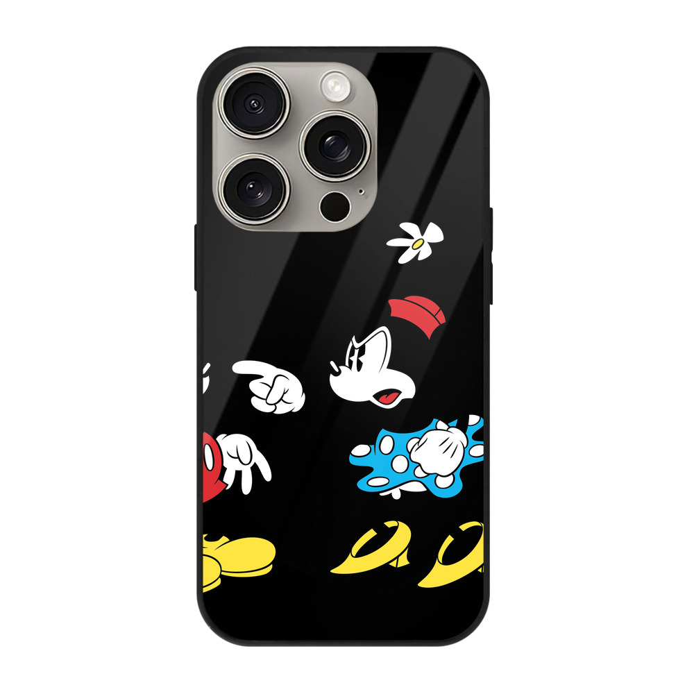 （画像用） ミッキーマウス Mickey Mouse 【iPhone15Pro対応】スマホケース 耐衝撃＆黄変防止 背面ガラス