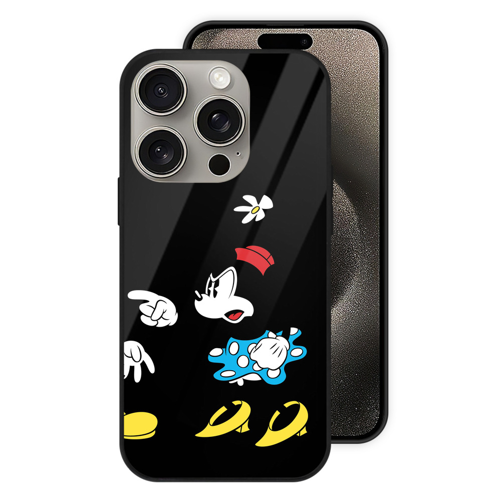 （画像用） ミッキーマウス Mickey Mouse 【iPhone15Pro対応】スマホケース 耐衝撃＆黄変防止 背面ガラス