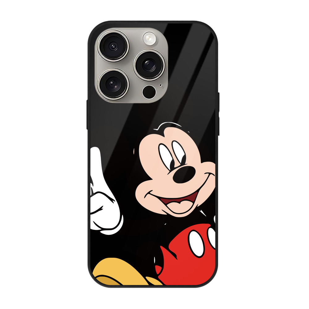 （画像用） ミッキーマウス Mickey Mouse 【iPhone15Pro対応】スマホケース 耐衝撃＆黄変防止 背面ガラス