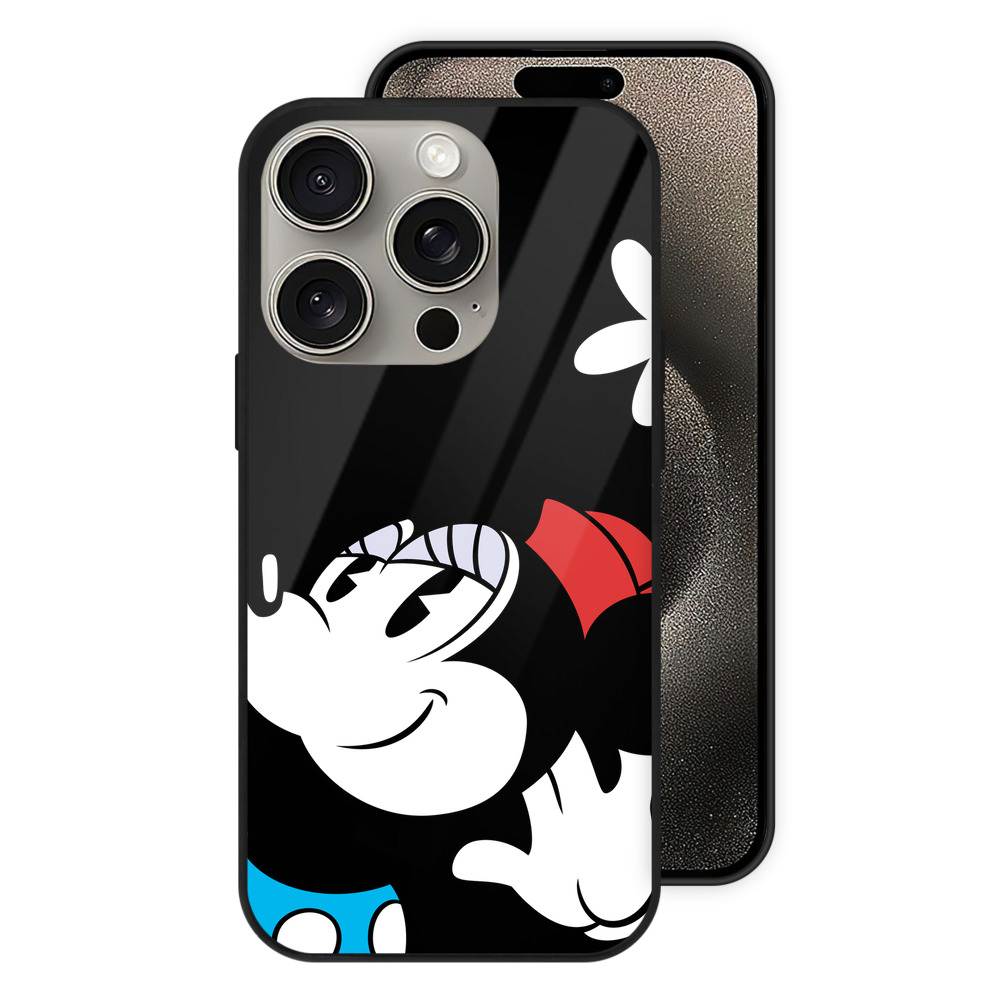 （画像用） ミッキーマウス Mickey Mouse 【iPhone15Pro対応】スマホケース 耐衝撃＆黄変防止 背面ガラス