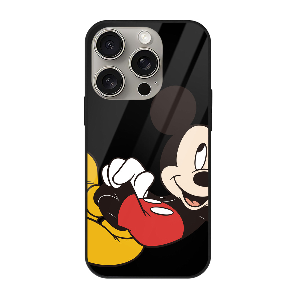 （画像用） ミッキーマウス Mickey Mouse 【iPhone15Pro対応】スマホケース 耐衝撃＆黄変防止 背面ガラス
