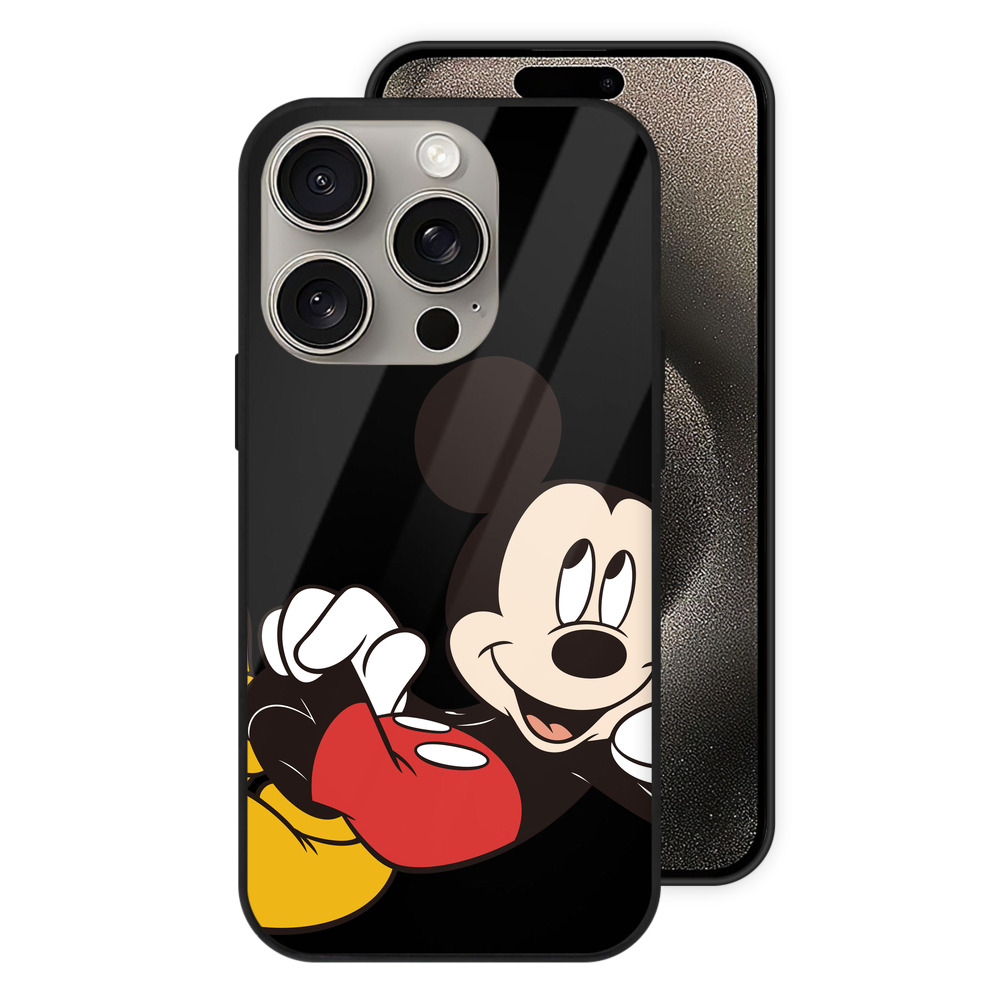 （画像用） ミッキーマウス Mickey Mouse 【iPhone15Pro対応】スマホケース 耐衝撃＆黄変防止 背面ガラス