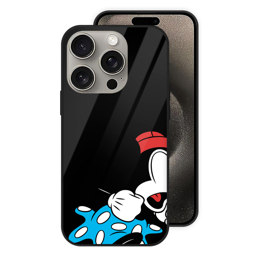 （画像用） ミッキーマウス Mickey Mouse 【iPhone15Pro対応】スマホケース 耐衝撃＆黄変防止 背面ガラス