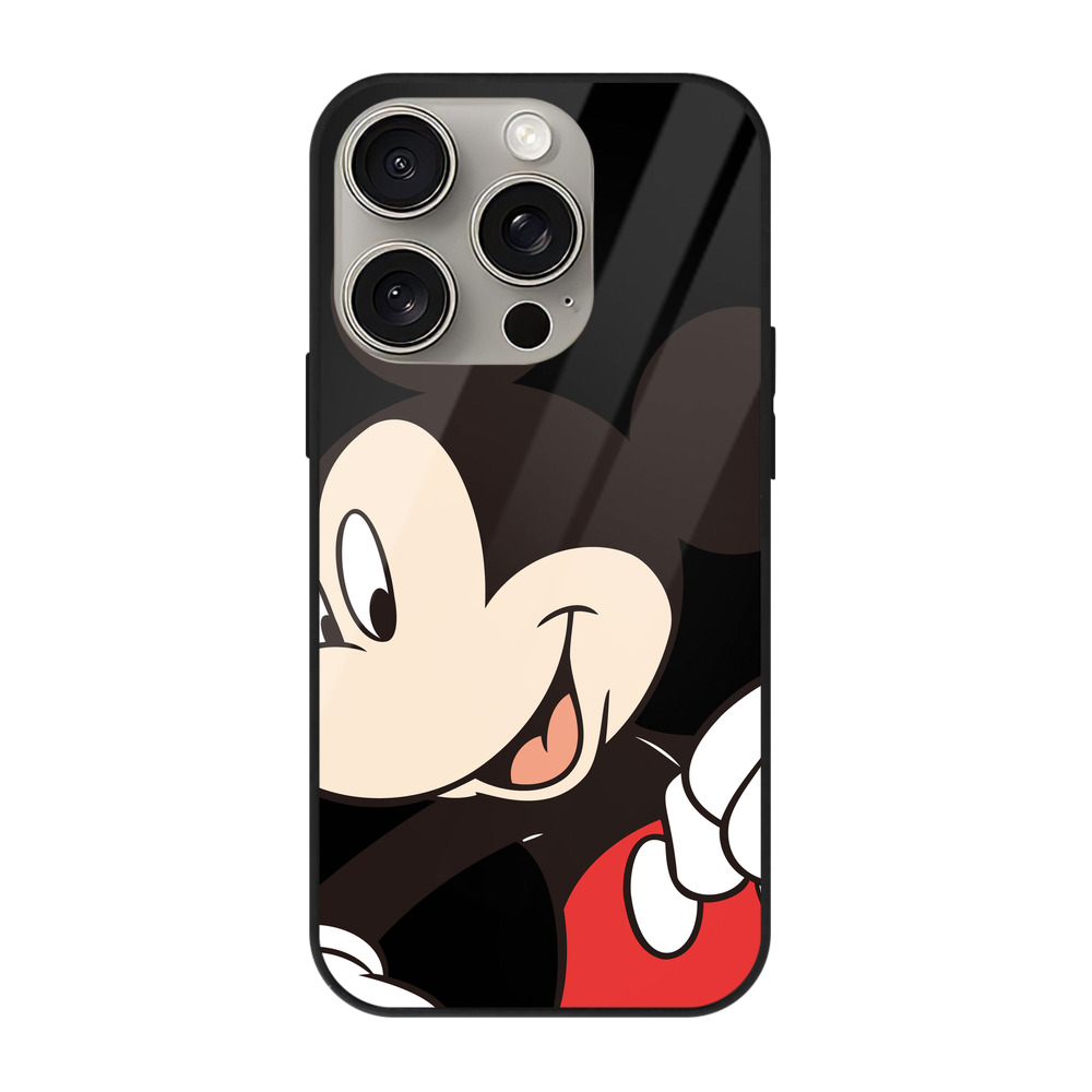 （画像用） ミッキーマウス Mickey Mouse 【iPhone15Pro対応】スマホケース 耐衝撃＆黄変防止 背面ガラス