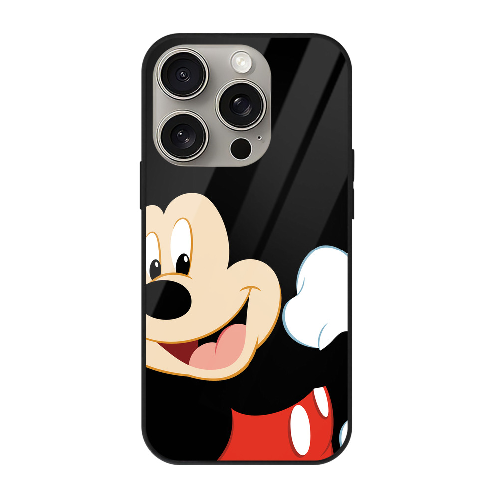 （画像用） ミッキーマウス Mickey Mouse 【iPhone15Pro対応】スマホケース 耐衝撃＆黄変防止 背面ガラス