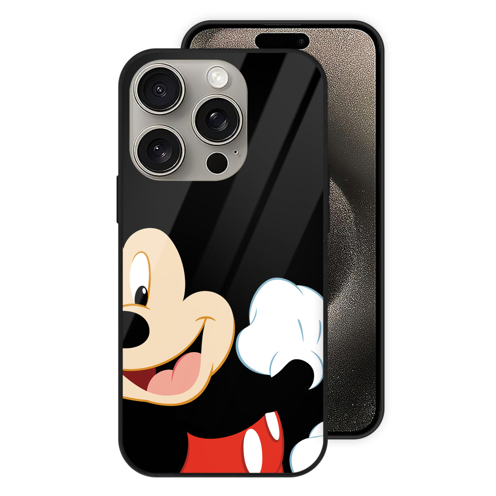 （画像用） ミッキーマウス Mickey Mouse 【iPhone15Pro対応】スマホケース 耐衝撃＆黄変防止 背面ガラス