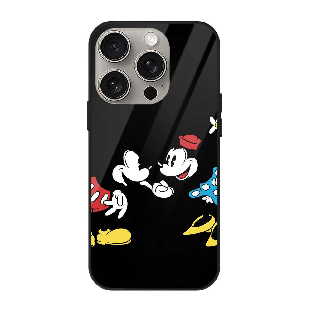 （画像用） ミッキーマウス Mickey Mouse 【iPhone15Pro対応】スマホケース 耐衝撃＆黄変防止 背面ガラス