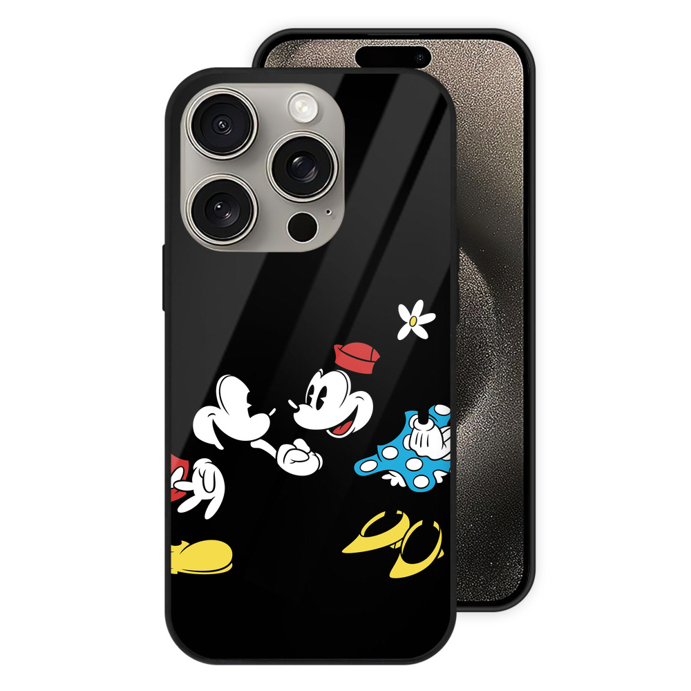 （画像用） ミッキーマウス Mickey Mouse 【iPhone15Pro対応】スマホケース 耐衝撃＆黄変防止 背面ガラス