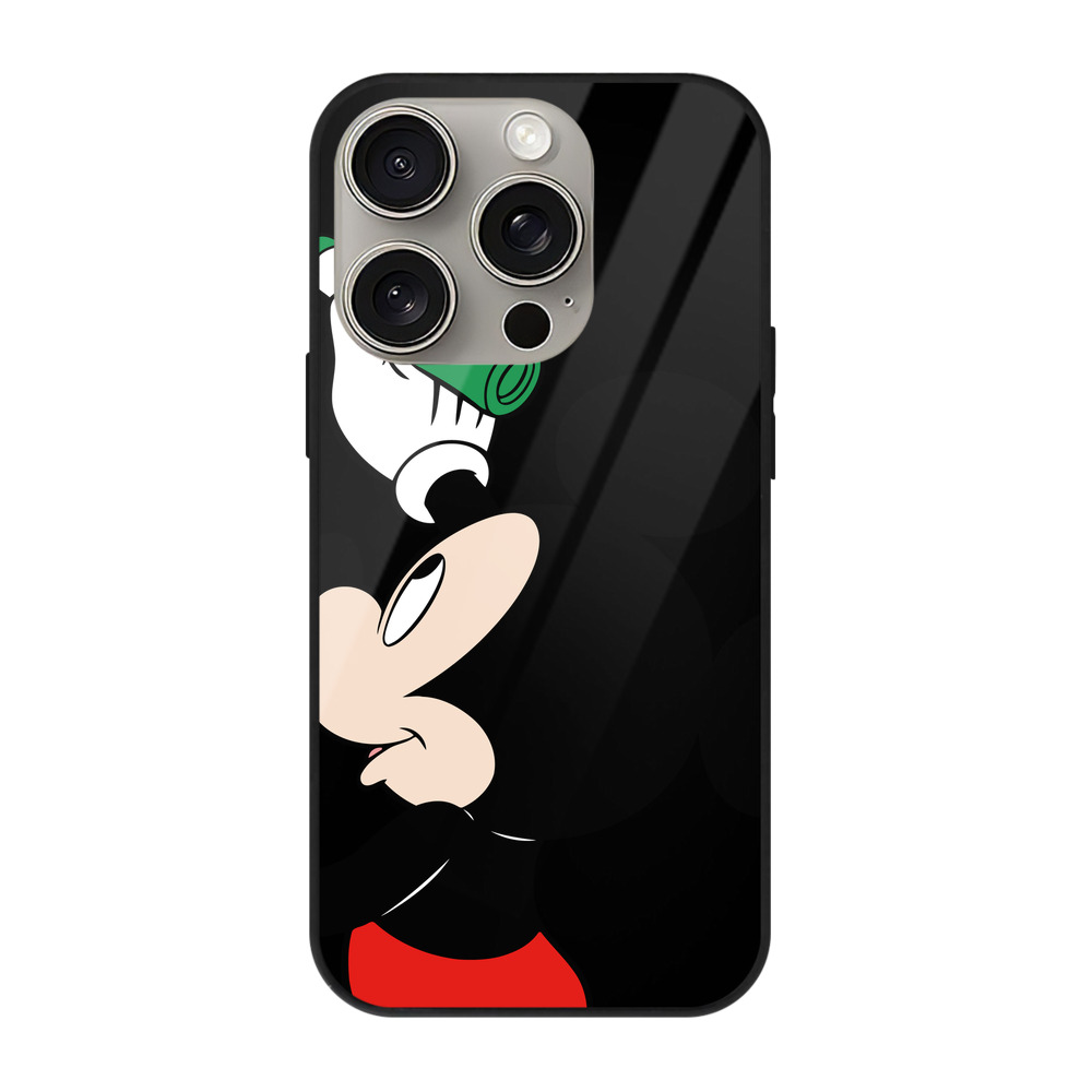 （画像用） ミッキーマウス Mickey Mouse 【iPhone15Pro対応】スマホケース 耐衝撃＆黄変防止 背面ガラス
