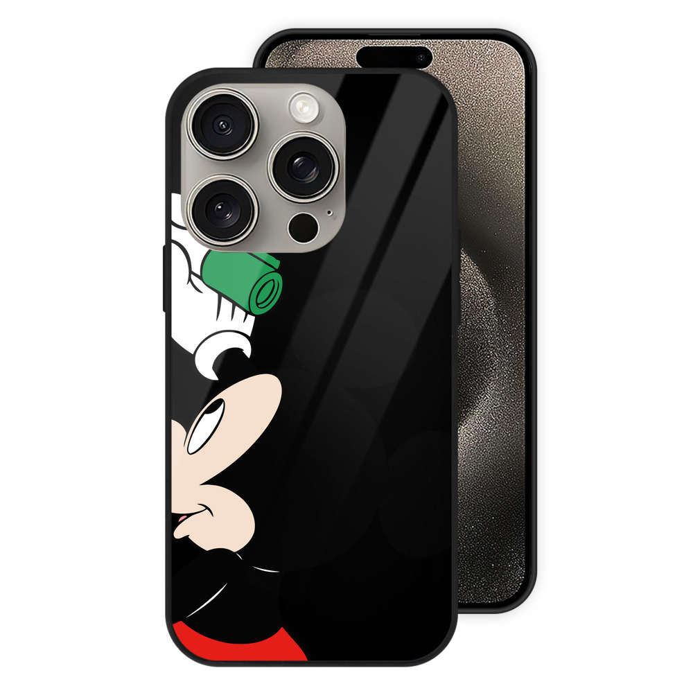 （画像用） ミッキーマウス Mickey Mouse 【iPhone15Pro対応】スマホケース 耐衝撃＆黄変防止 背面ガラス