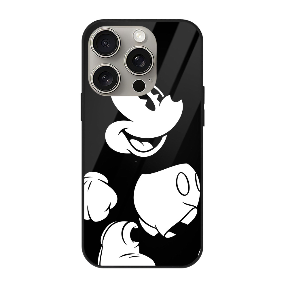 （画像用） ミッキーマウス Mickey Mouse 【iPhone15Pro対応】スマホケース 耐衝撃＆黄変防止 背面ガラス
