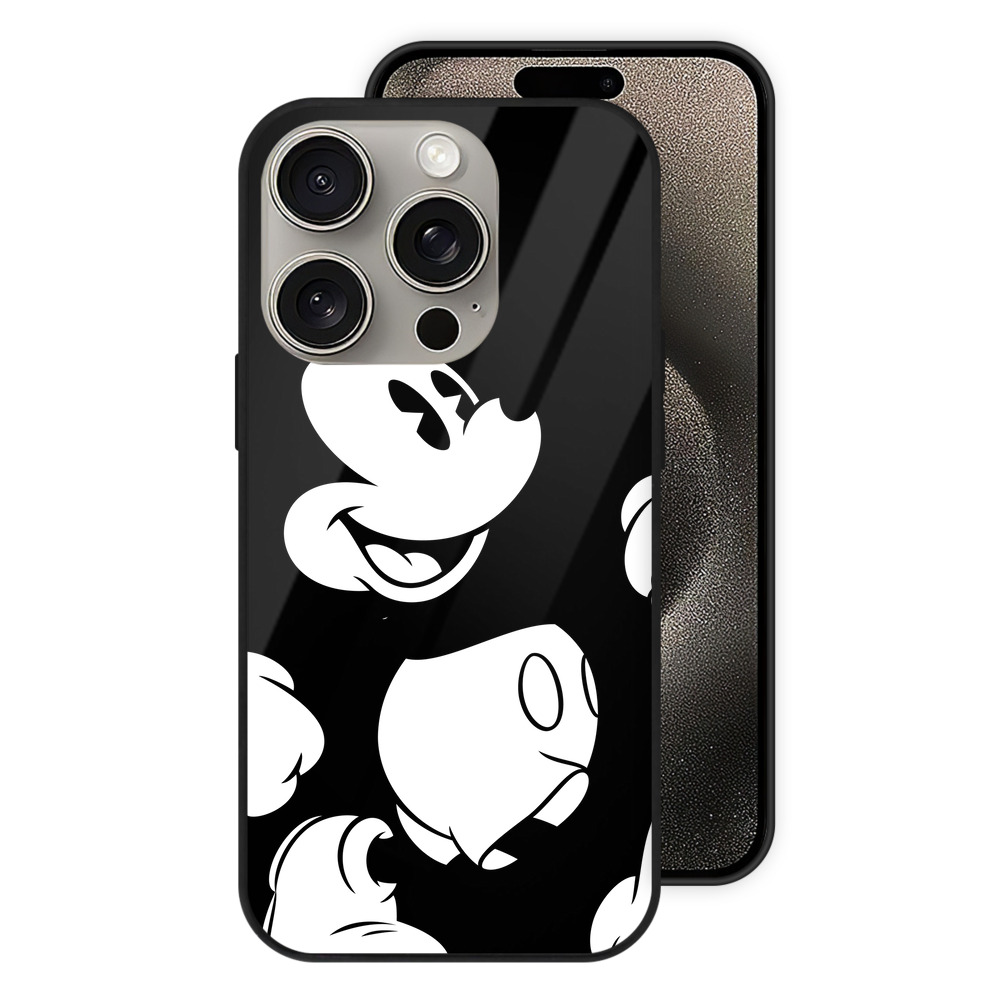 （画像用） ミッキーマウス Mickey Mouse 【iPhone15Pro対応】スマホケース 耐衝撃＆黄変防止 背面ガラス