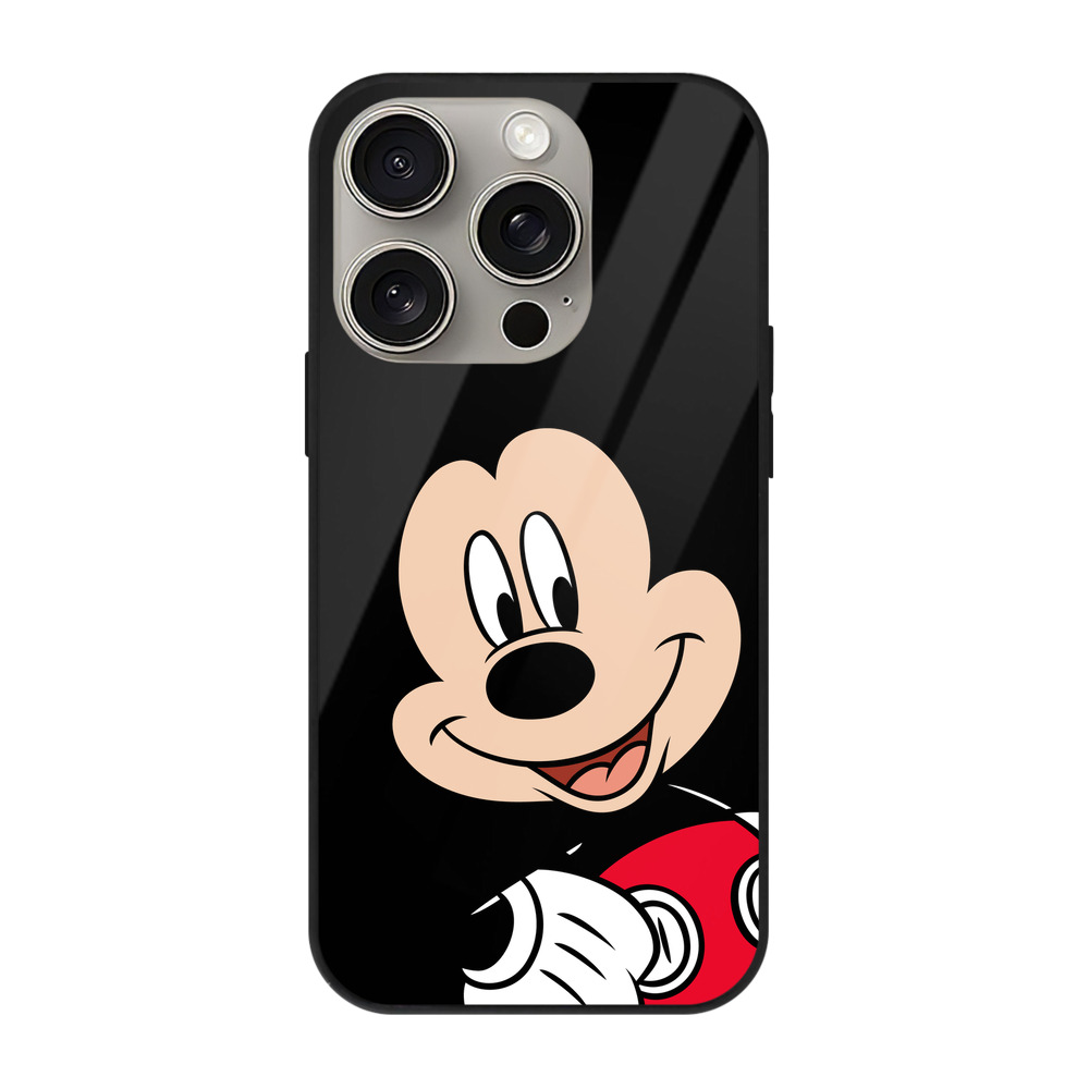 （画像用） ミッキーマウス Mickey Mouse 【iPhone15Pro対応】スマホケース 耐衝撃＆黄変防止 背面ガラス