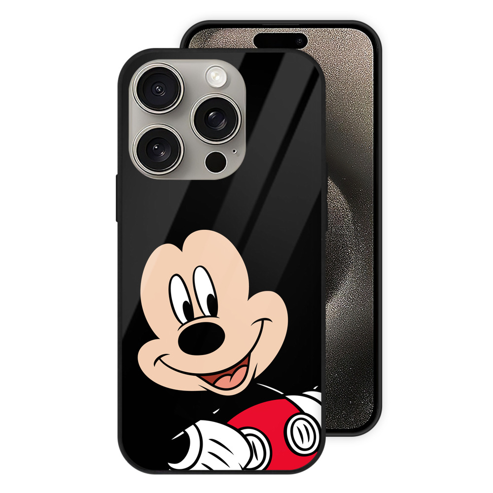 （画像用） ミッキーマウス Mickey Mouse 【iPhone15Pro対応】スマホケース 耐衝撃＆黄変防止 背面ガラス
