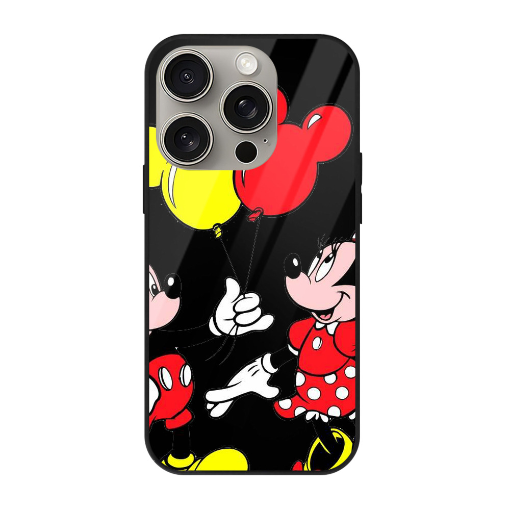 （画像用） ミッキーマウス Mickey Mouse 【iPhone15Pro対応】スマホケース 耐衝撃＆黄変防止 背面ガラス