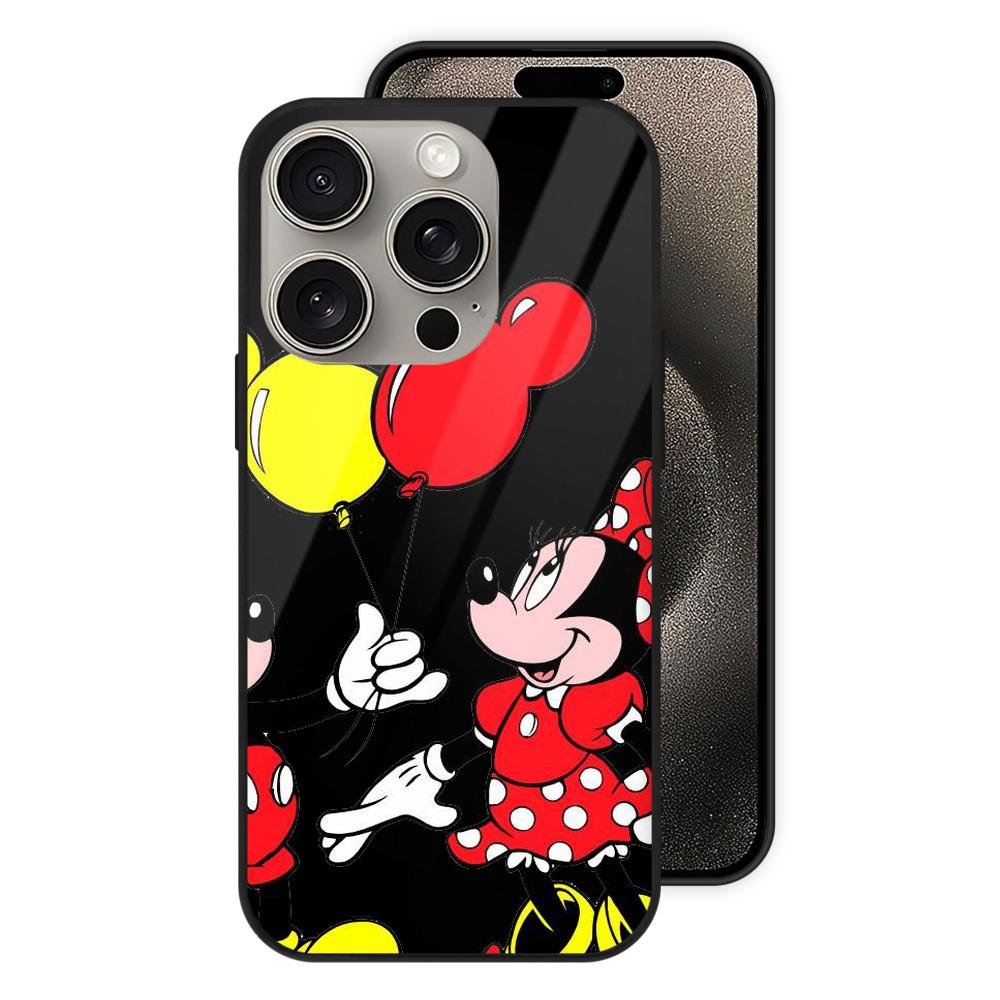 （画像用） ミッキーマウス Mickey Mouse 【iPhone15Pro対応】スマホケース 耐衝撃＆黄変防止 背面ガラス
