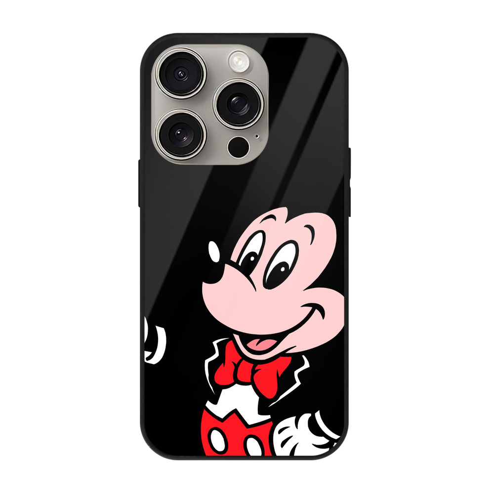 （画像用） ミッキーマウス Mickey Mouse 【iPhone15Pro対応】スマホケース 耐衝撃＆黄変防止 背面ガラス