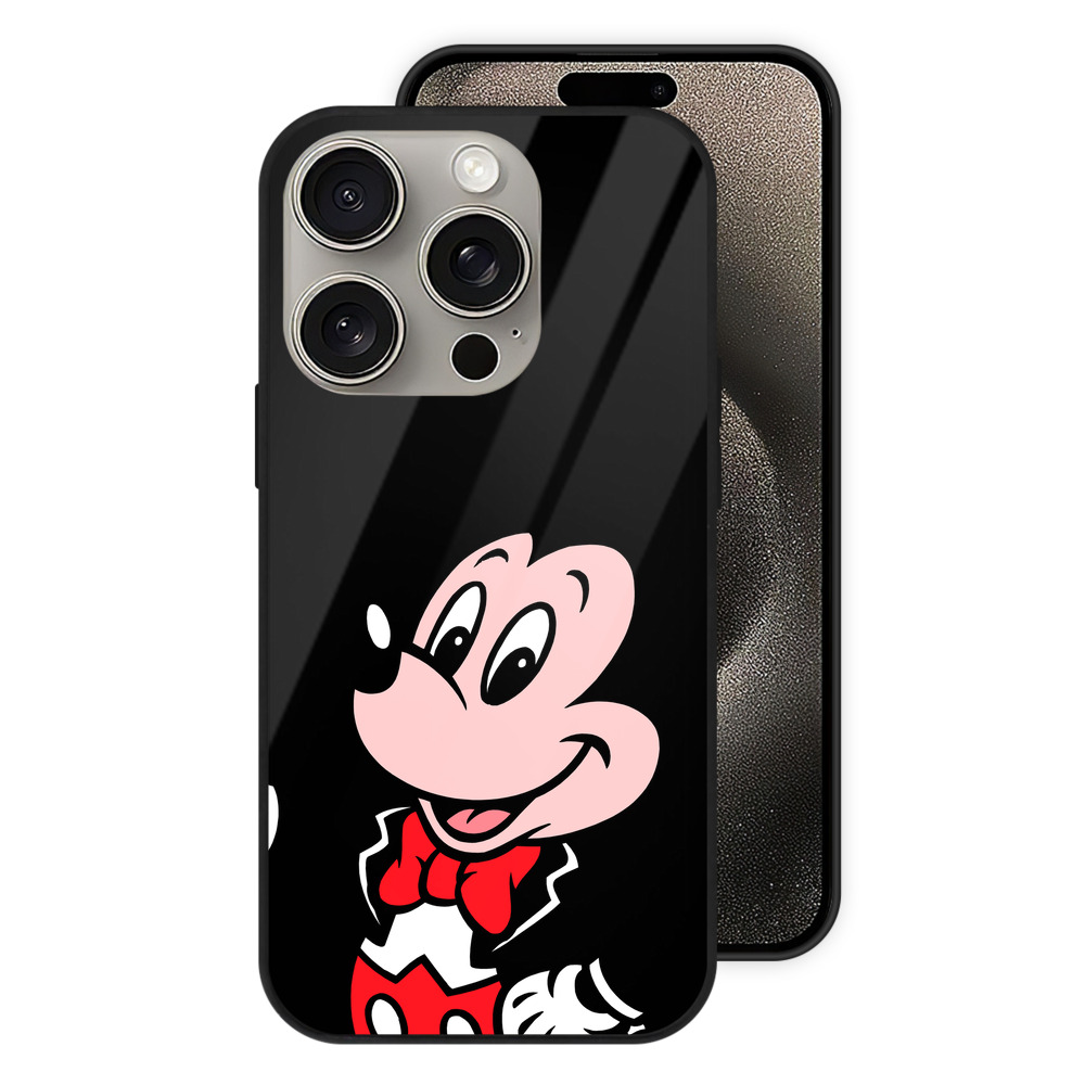 （画像用） ミッキーマウス Mickey Mouse 【iPhone15Pro対応】スマホケース 耐衝撃＆黄変防止 背面ガラス