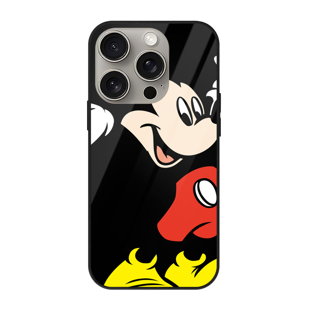 （画像用） ミッキーマウス Mickey Mouse 【iPhone15Pro対応】スマホケース 耐衝撃＆黄変防止 背面ガラス