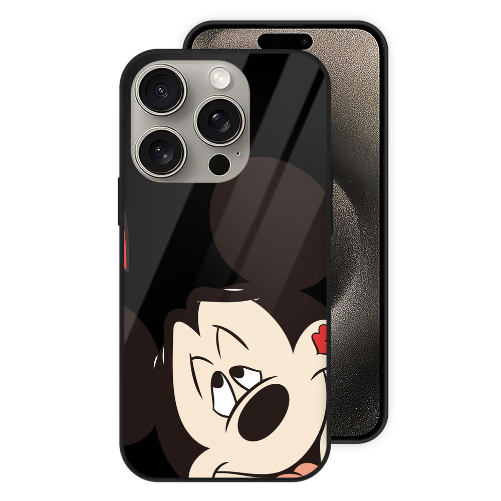 （画像用） ミッキーマウス Mickey Mouse 【iPhone15Pro対応】スマホケース 耐衝撃＆黄変防止 背面ガラス