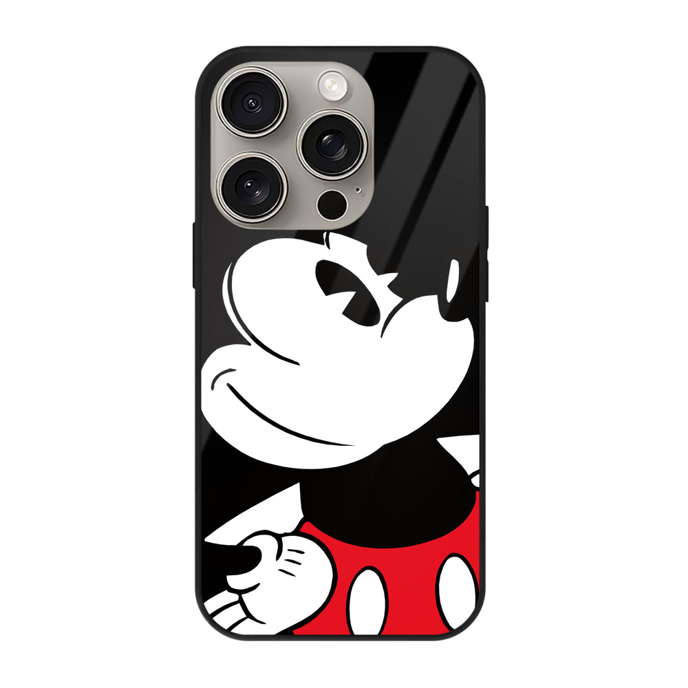 （画像用） ミッキーマウス Mickey Mouse 【iPhone15Pro対応】スマホケース 耐衝撃＆黄変防止 背面ガラス