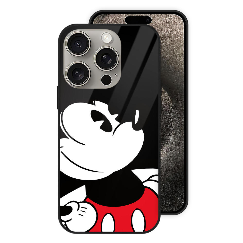 （画像用） ミッキーマウス Mickey Mouse 【iPhone15Pro対応】スマホケース 耐衝撃＆黄変防止 背面ガラス