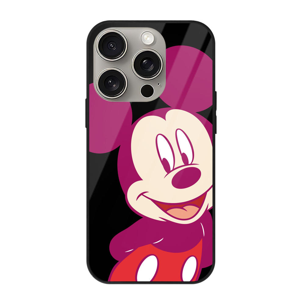 （画像用） ミッキーマウス Mickey Mouse 【iPhone15Pro対応】スマホケース 耐衝撃＆黄変防止 背面ガラス