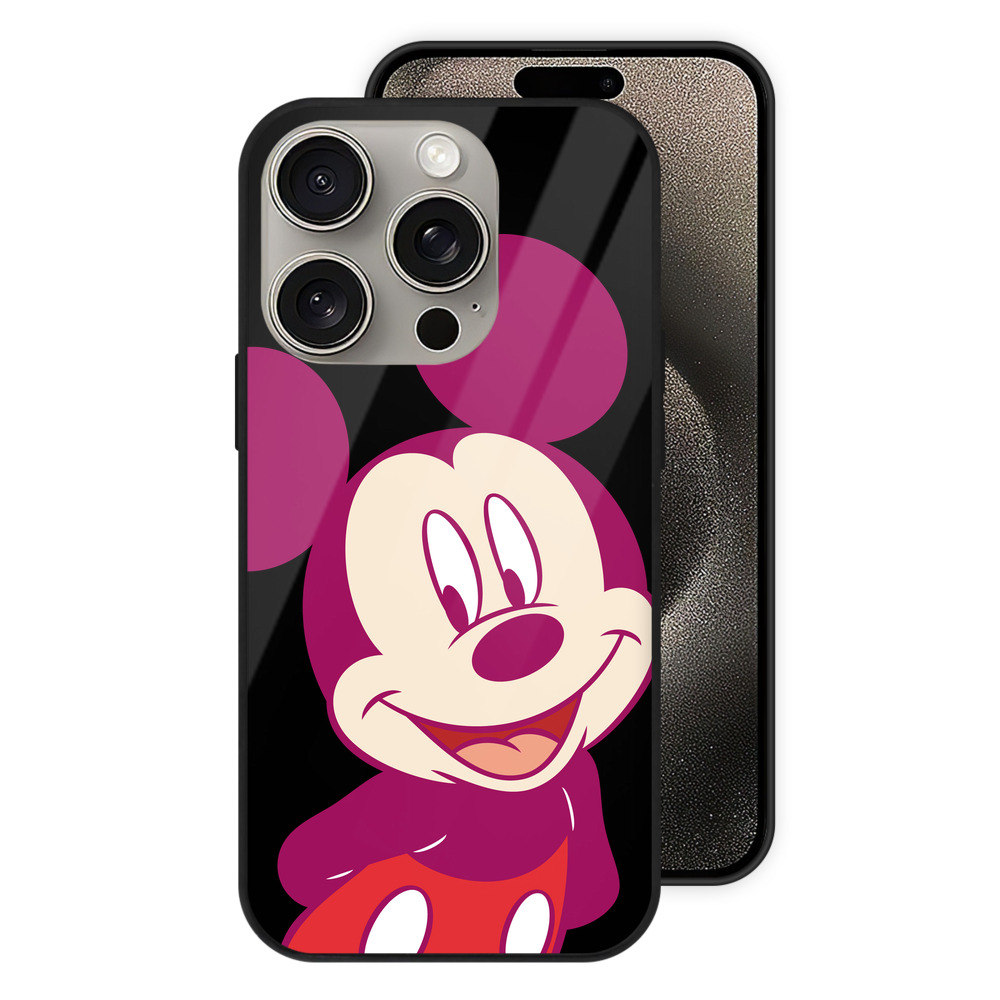 （画像用） ミッキーマウス Mickey Mouse 【iPhone15Pro対応】スマホケース 耐衝撃＆黄変防止 背面ガラス