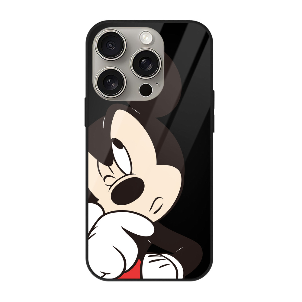 （画像用） ミッキーマウス Mickey Mouse 【iPhone15Pro対応】スマホケース 耐衝撃＆黄変防止 背面ガラス