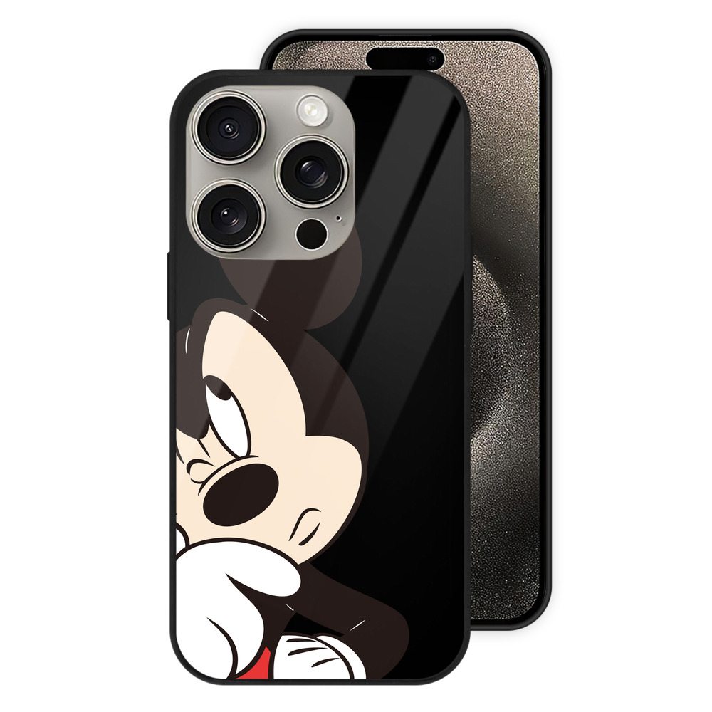 （画像用） ミッキーマウス Mickey Mouse 【iPhone15Pro対応】スマホケース 耐衝撃＆黄変防止 背面ガラス