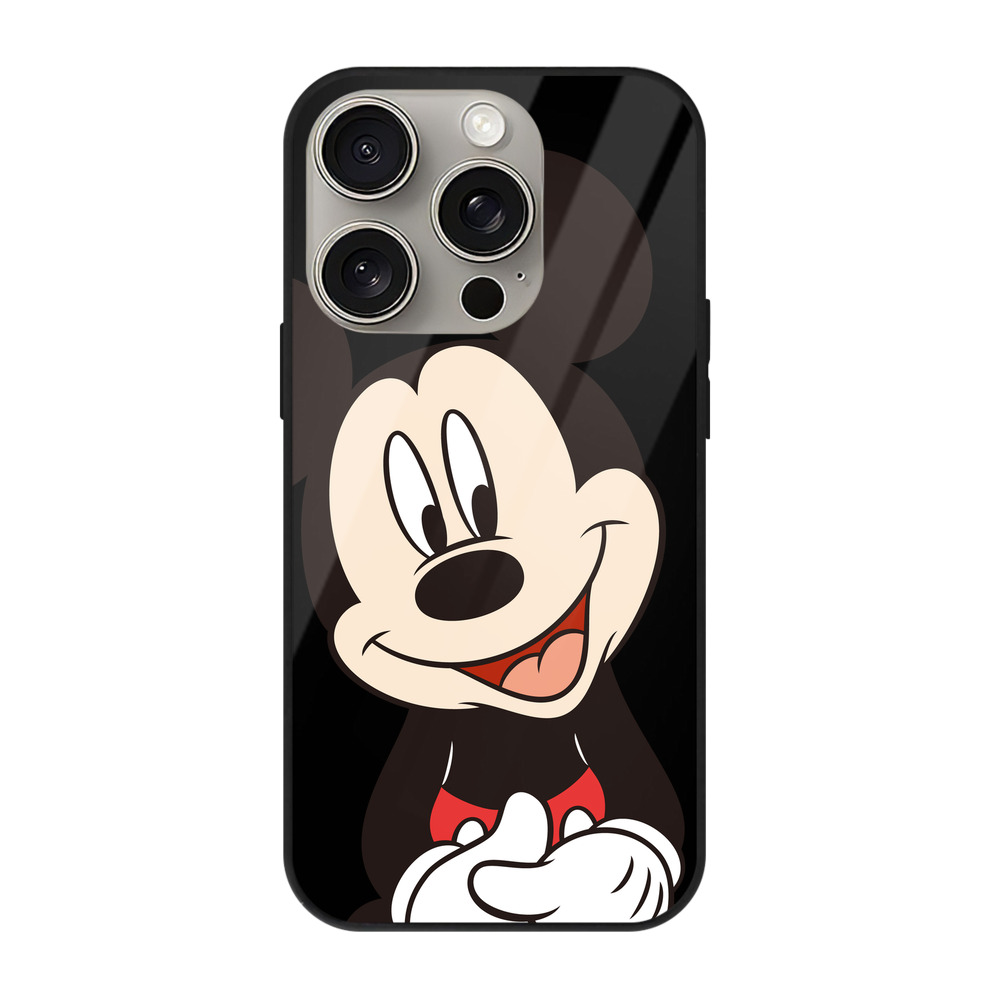（画像用） ミッキーマウス Mickey Mouse 【iPhone15Pro対応】スマホケース 耐衝撃＆黄変防止 背面ガラス
