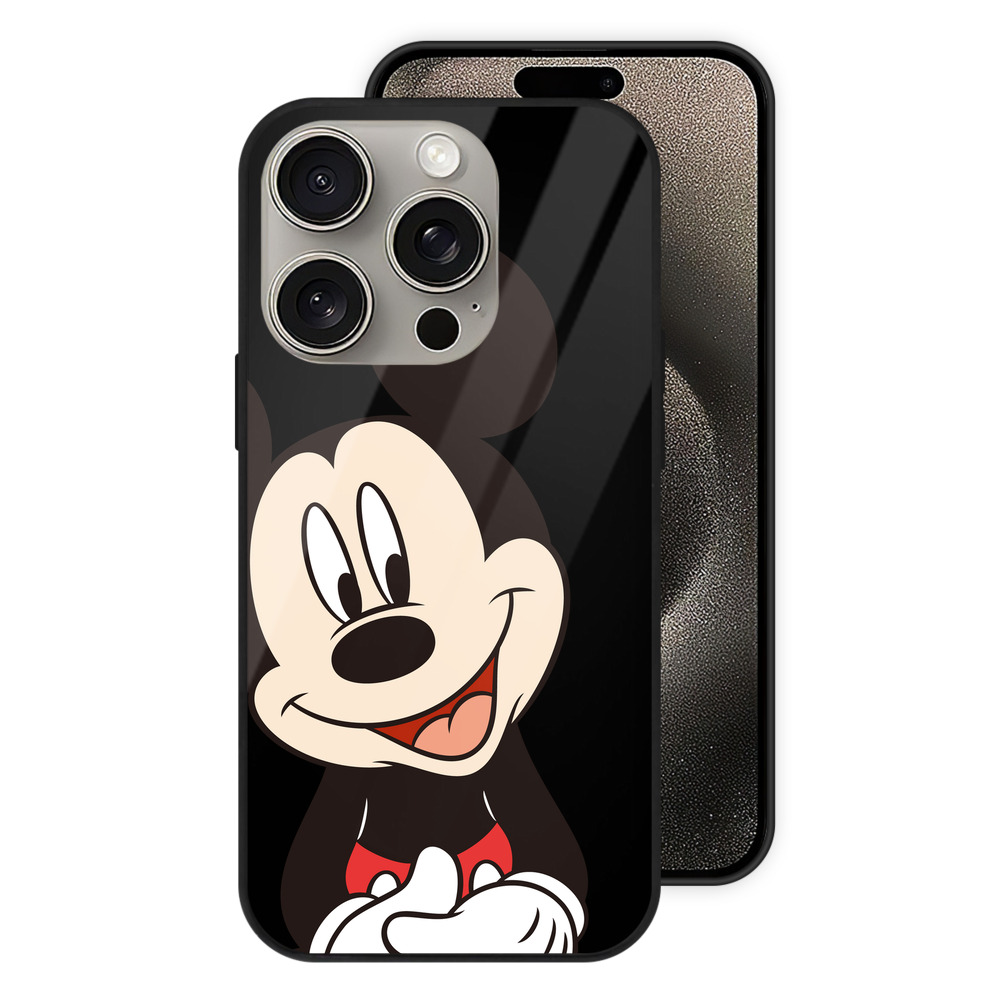 （画像用） ミッキーマウス Mickey Mouse 【iPhone15Pro対応】スマホケース 耐衝撃＆黄変防止 背面ガラス