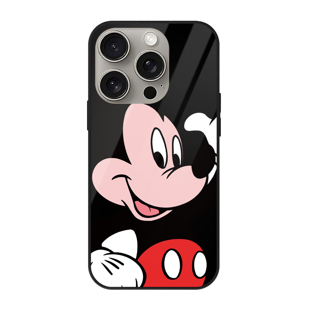 （画像用） ミッキーマウス Mickey Mouse 【iPhone15Pro対応】スマホケース 耐衝撃＆黄変防止 背面ガラス