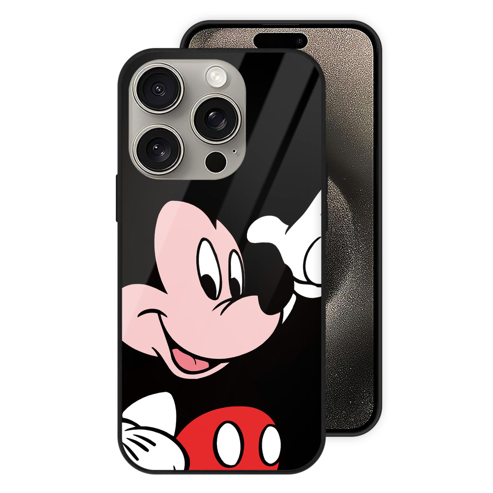 （画像用） ミッキーマウス Mickey Mouse 【iPhone15Pro対応】スマホケース 耐衝撃＆黄変防止 背面ガラス