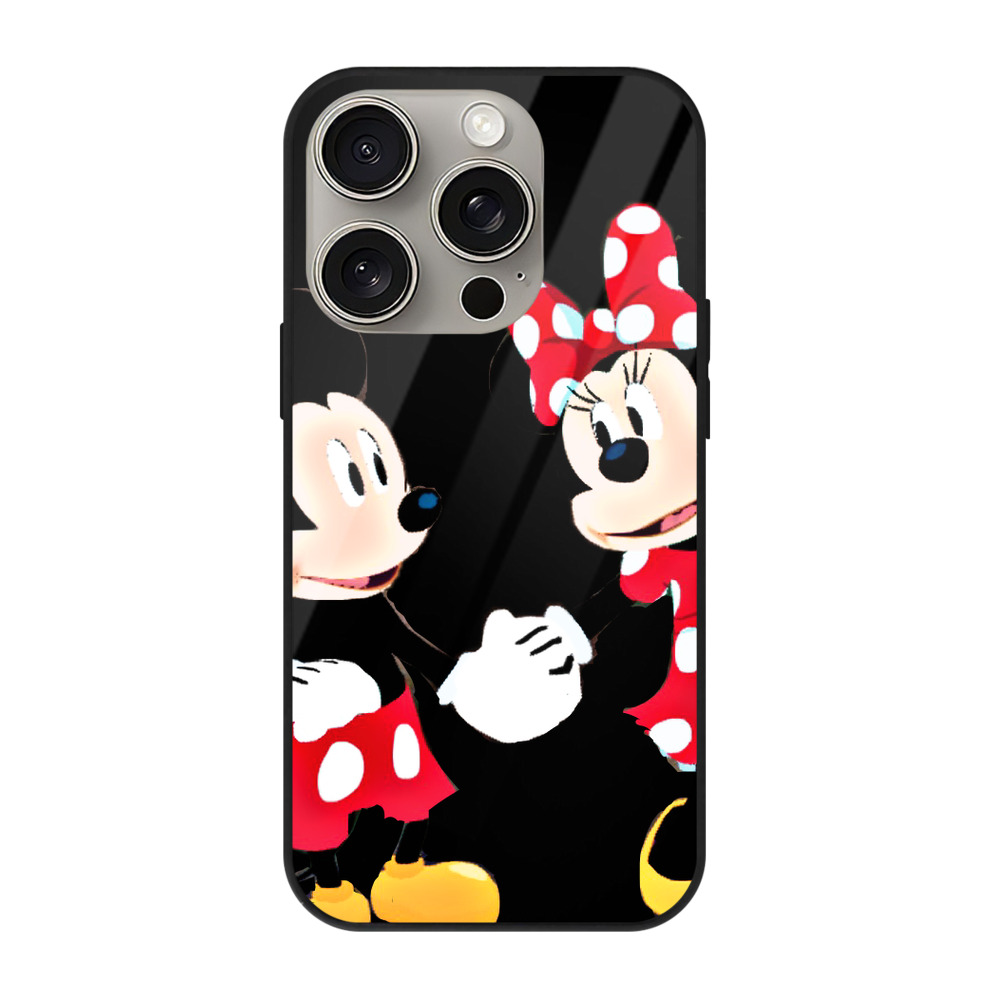 （画像用） ミッキーマウス Mickey Mouse 【iPhone15Pro対応】スマホケース 耐衝撃＆黄変防止 背面ガラス