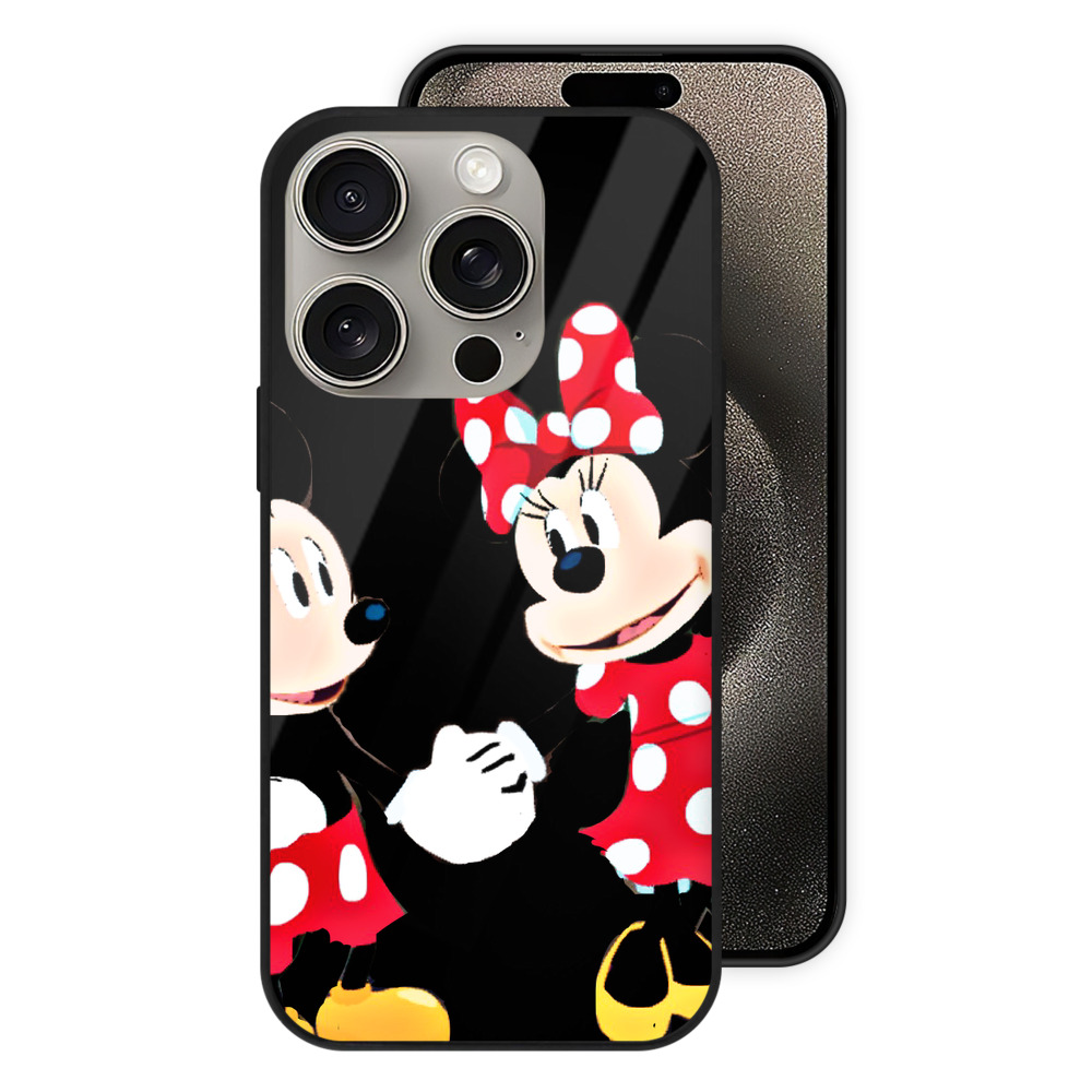 （画像用） ミッキーマウス Mickey Mouse 【iPhone15Pro対応】スマホケース 耐衝撃＆黄変防止 背面ガラス