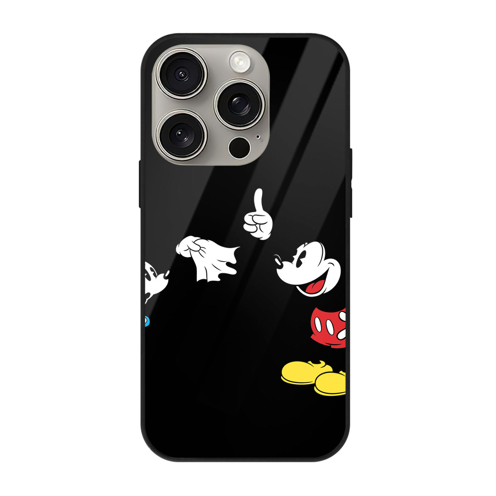 （画像用） ミッキーマウス Mickey Mouse 【iPhone15Pro対応】スマホケース 耐衝撃＆黄変防止 背面ガラス