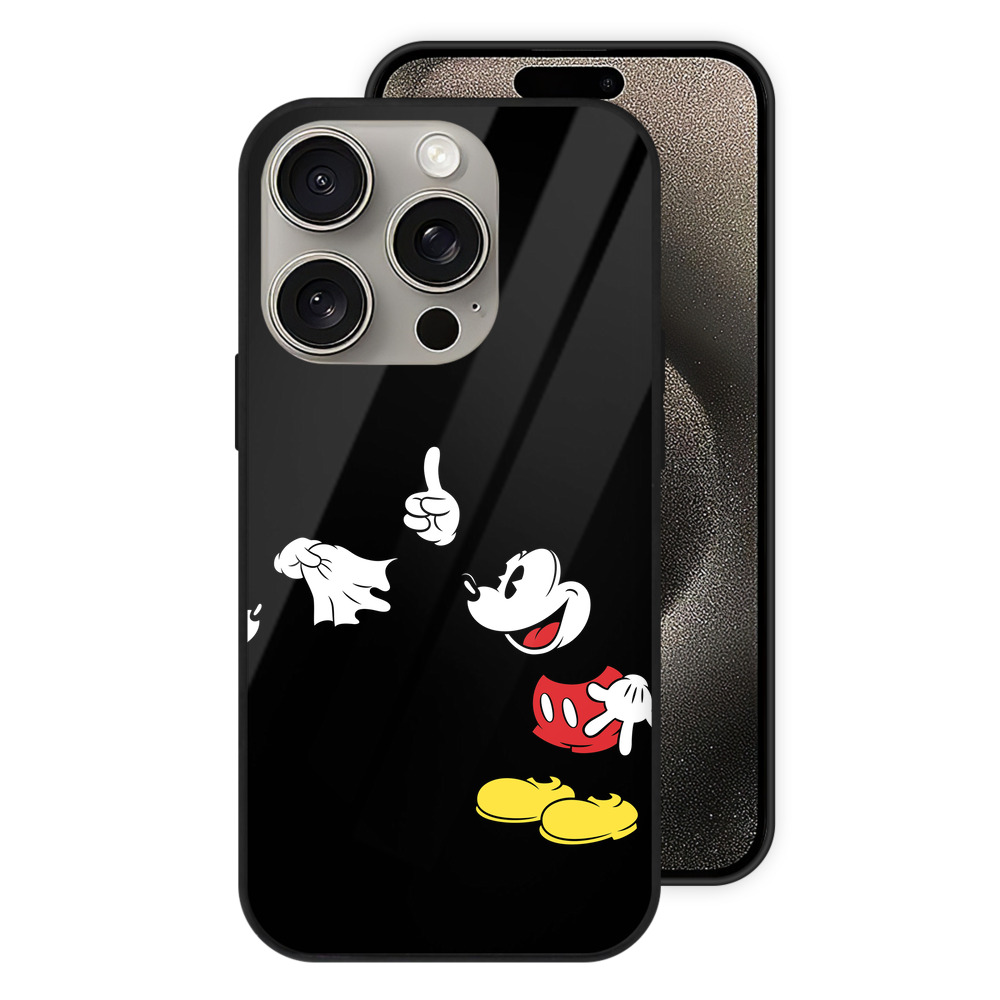 （画像用） ミッキーマウス Mickey Mouse 【iPhone15Pro対応】スマホケース 耐衝撃＆黄変防止 背面ガラス
