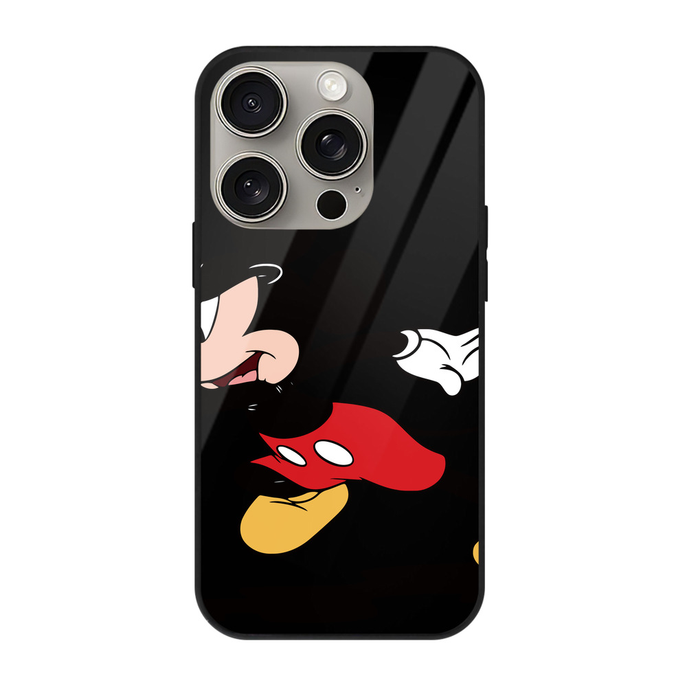 （画像用） ミッキーマウス Mickey Mouse 【iPhone15Pro対応】スマホケース 耐衝撃＆黄変防止 背面ガラス