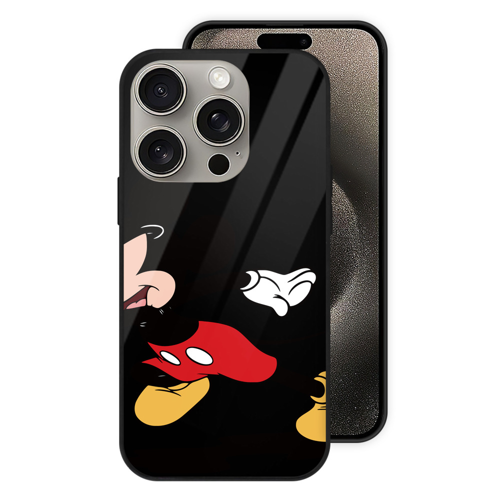 （画像用） ミッキーマウス Mickey Mouse 【iPhone15Pro対応】スマホケース 耐衝撃＆黄変防止 背面ガラス