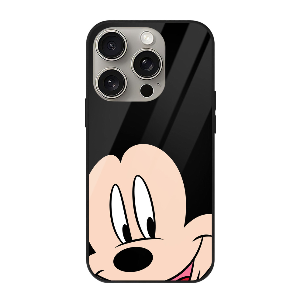 （画像用） ミッキーマウス Mickey Mouse 【iPhone15Pro対応】スマホケース 耐衝撃＆黄変防止 背面ガラス
