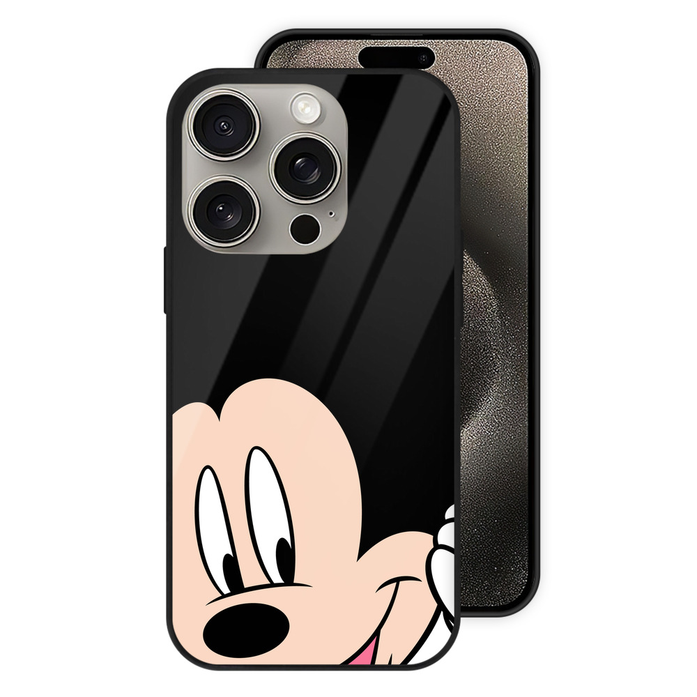 （画像用） ミッキーマウス Mickey Mouse 【iPhone15Pro対応】スマホケース 耐衝撃＆黄変防止 背面ガラス