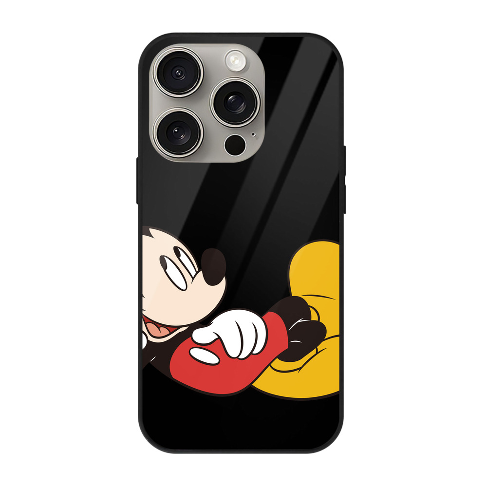 （画像用） ミッキーマウス Mickey Mouse 【iPhone15Pro対応】スマホケース 耐衝撃＆黄変防止 背面ガラス